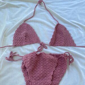 Pink hand crochet Bikini size S
